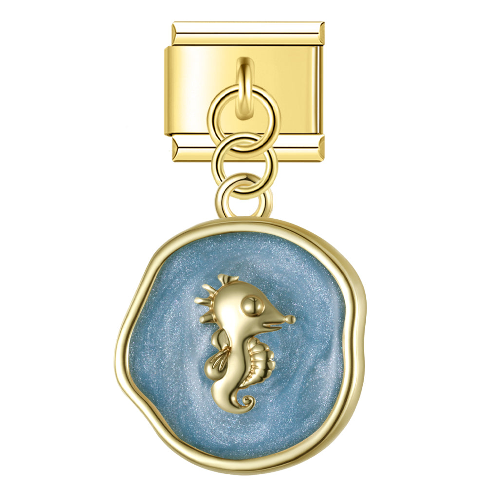 Zeepaardje hanger blauw