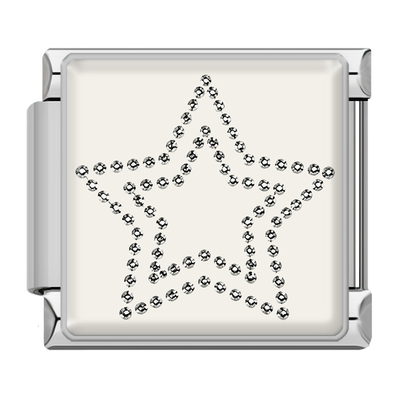 Glitterstenen ster zilver