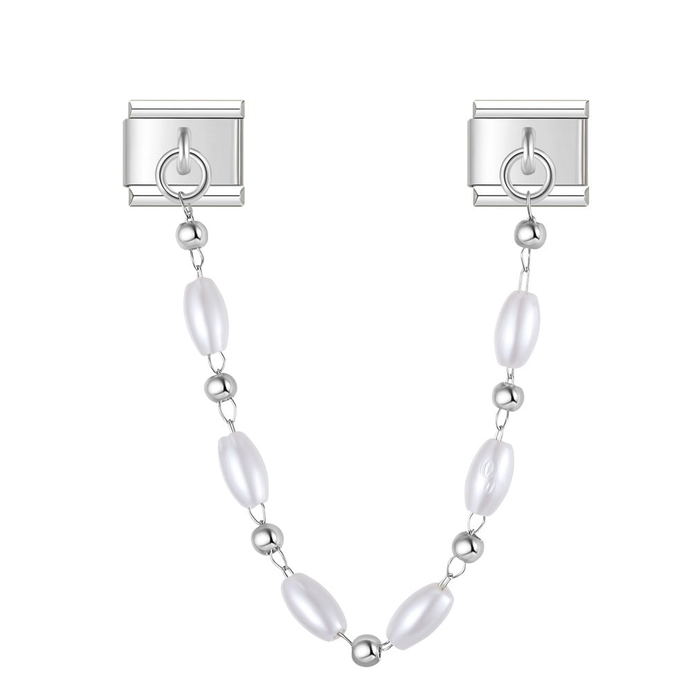 Parel bedelketting zilver