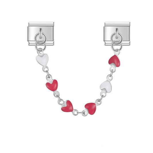 Willekeurige kleur hart bedelketting zilver
