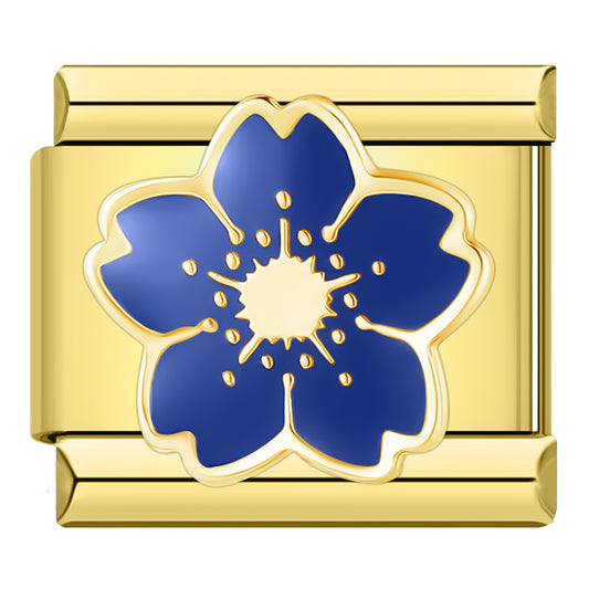 Blauwe bloem goud
