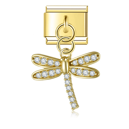 Glitter Dragonfly gouden hanger