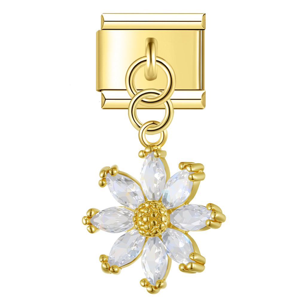 Edelsteen bloem gouden hanger