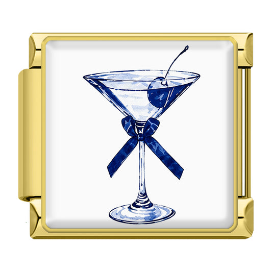 Blauw cocktailglas goud