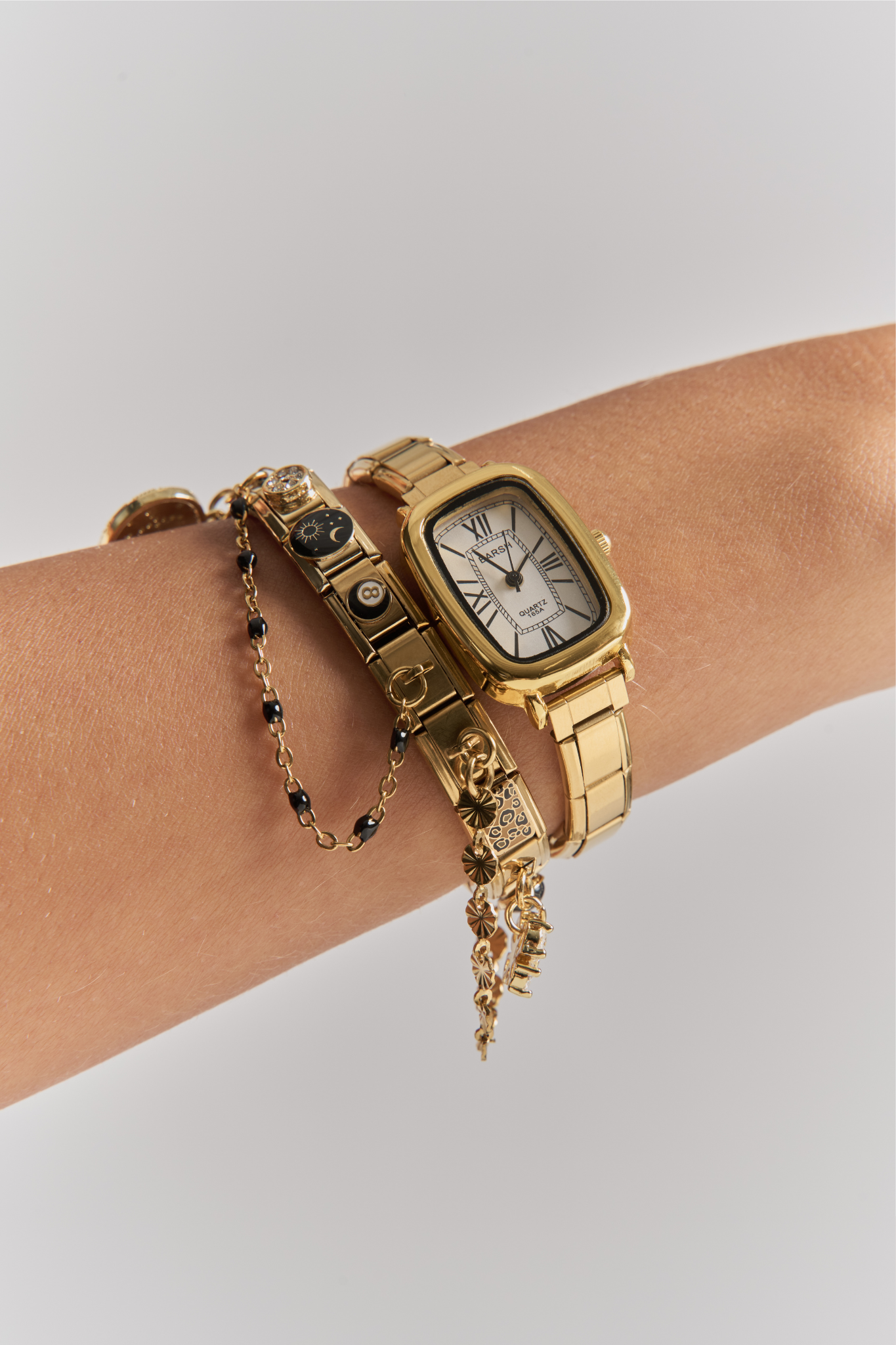 Charm dames armband met edelstaal ashouder - wit - Amare Memories Charm dames armband met edelstaal ashouder - wit - Amare Memories