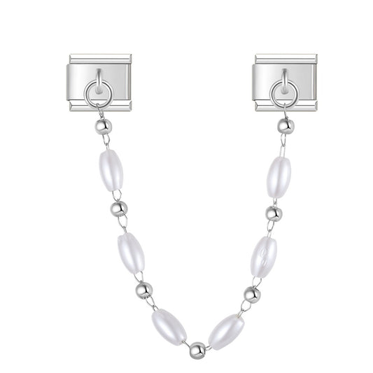 Parel bedelketting zilver